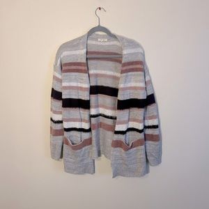 Maurice’s Gray Multi Stripe Pocket Open Front Cardigan